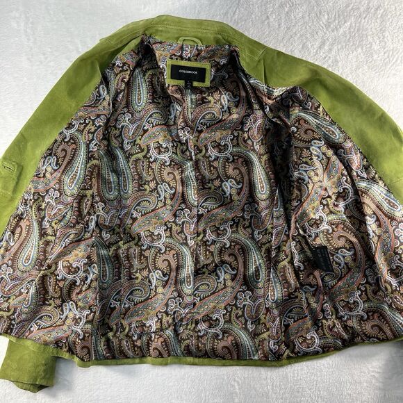 Colebrook Large Suede Leather Lime Green Jacket Women's Paisley Lined 2 Button - Picture 7 of 11